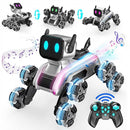 Intelligenter Roboterhund Stunt Dog, 8WD mit Omnidirektionalen Mecanum-Rädern, Steuerung per Fernbedienung und Gesten, 360°-Drehung, LED-Lichter und Soundeffekte