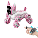 Interaktiver Roboterhund 2 in 1 mit 8 Mecanum-Rädern, Gestensteuerung und Fernbedienung, 360°-Drehung, LED und Soundeffekte
