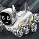 Interaktiver Roboterhund 2 in 1 mit 8 Mecanum-Rädern, Gestensteuerung und Fernbedienung, 360°-Drehung, LED und Soundeffekte
