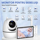 Video-Babyphone mit PTZ-Kamera, Nachtsicht, Gegensprechfunktion, VOX und Temperaturalarm