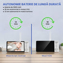Video-Babyphone mit PTZ-Kamera, Nachtsicht, Gegensprechfunktion, VOX und Temperaturalarm