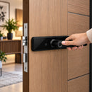 Intelligentes Türschloss Smart Lock, Fingerabdruck, Passwort und Karte M1/IC, Touch-Tastatur, Schwarz