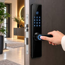 Intelligentes Türschloss Smart Lock, Fingerabdruck, Passwort und Karte M1/IC, Touch-Tastatur, Schwarz