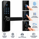 Intelligentes Türschloss Smart Lock, Fingerabdruck, Passwort und Karte M1/IC, Touch-Tastatur, Schwarz