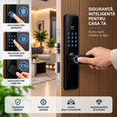 Intelligentes Türschloss Smart Lock, Fingerabdruck, Passwort und Karte M1/IC, Touch-Tastatur, Schwarz