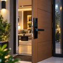 Intelligentes Türschloss Smart Lock, Fingerabdruck, Passwort und Karte M1/IC, Touch-Tastatur, Schwarz