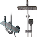 Smartes Duschsystem mit LED-Leuchten, LED-Anzeige, Thermostatsteuerung, 4 Strahlarten, 360°-Drehung, Handbrause und verdecktem Auslass, ohne Stromanschluss