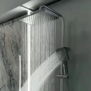 Smartes Duschsystem mit LED-Leuchten, LED-Anzeige, Thermostatsteuerung, 4 Strahlarten, 360°-Drehung, Handbrause und verdecktem Auslass, ohne Stromanschluss