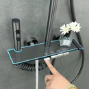 Smartes Duschsystem mit LED-Leuchten, LED-Anzeige, Thermostatsteuerung, 4 Strahlarten, 360°-Drehung, Handbrause und verdecktem Auslass, ohne Stromanschluss