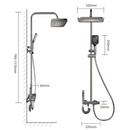 Smartes Duschsystem mit LED-Leuchten, LED-Anzeige, Thermostatsteuerung, 4 Strahlarten, 360°-Drehung, Handbrause und verdecktem Auslass, ohne Stromanschluss
