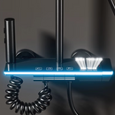 Smartes Duschsystem mit LED-Leuchten, LED-Anzeige, Thermostatsteuerung, 4 Strahlarten, 360°-Drehung, Handbrause und verdecktem Auslass, ohne Stromanschluss