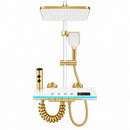 Multifunktionales Duschsystem Weiß-Gold mit LED-Temperaturanzeige, 4 Funktionen, Regendusche, Wasserfall, Duschkopf und Reinigungsstrahl