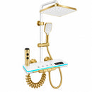 Multifunktionales Duschsystem Weiß-Gold mit LED-Temperaturanzeige, 4 Funktionen, Regendusche, Wasserfall, Duschkopf und Reinigungsstrahl