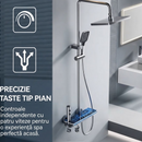 Premium-Duschsystem mit LED-Beleuchtung und Digitalanzeige, Touch-Bedienfeld im Piano-Stil, Wandmontage, Modernes Design
