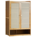Schuhregal aus Bambus mit Türen im Rattan-Stil, geräumig, Schuh-Organizer, modernes Design, 94 x 32 x 60 cm
