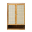 Schuhregal aus Bambus mit Türen im Rattan-Stil, geräumig, Schuh-Organizer, modernes Design, 94 x 32 x 60 cm