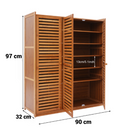 Vertikaler Schuhschrank mit 3 Türen, 7 verstellbaren Böden, Schuh-Organizer, 90 x 32 x 97 cm