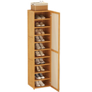 Schmaler vertikaler Schuhschrank aus Bambus mit Rattan-Tür, Slim-Design, mehrere Böden, platzsparend, 30 x 33 x 160 cm
