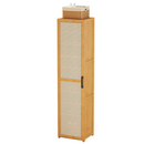 Schmaler vertikaler Schuhschrank aus Bambus mit Rattan-Tür, Slim-Design, mehrere Böden, platzsparend, 30 x 33 x 160 cm