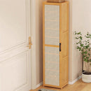 Schmaler vertikaler Schuhschrank aus Bambus mit Rattan-Tür, Slim-Design, mehrere Böden, platzsparend, 30 x 33 x 160 cm