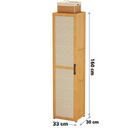 Schmaler vertikaler Schuhschrank aus Bambus mit Rattan-Tür, Slim-Design, mehrere Böden, platzsparend, 30 x 33 x 160 cm