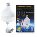 Intelligente Überwachungskamera 2-in-1 als LED-Glühbirne, 4K Ultra HD / 3MP, Pan-Tilt-Drehung 360°, KI-Personenerkennung und WLAN-Konnektivität