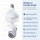 Intelligente Überwachungskamera 2-in-1 als LED-Glühbirne, 4K Ultra HD / 3MP, Pan-Tilt-Drehung 360°, KI-Personenerkennung und WLAN-Konnektivität