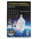 Intelligente Überwachungskamera 2-in-1 als LED-Glühbirne, 4K Ultra HD / 3MP, Pan-Tilt-Drehung 360°, KI-Personenerkennung und WLAN-Konnektivität
