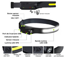 1+1 Paket LED-COB-Stirnlampe 350 Lumen mit Akku, Bewegungssensor und Seitenlicht – Set 2 Stück