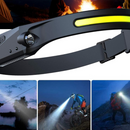 1+1 Paket LED-COB-Stirnlampe 350 Lumen mit Akku, Bewegungssensor und Seitenlicht – Set 2 Stück