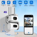 4G-Überwachungskamera 8MP mit 2 Objektiven, 360° Drehung, Nachtsicht, Bewegungserkennung, Zwei-Wege-Audio