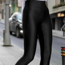 Paket 1+1 Gefütterte schwarze Damen-Leggings mit hohem Bund - Glänzende Optik, Flauschiges Futter, Thermo-elastisch für den Winter