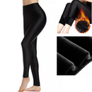 Paket 1+1 Gefütterte schwarze Damen-Leggings mit hohem Bund - Glänzende Optik, Flauschiges Futter, Thermo-elastisch für den Winter
