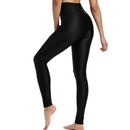 Paket 1+1 Gefütterte schwarze Damen-Leggings mit hohem Bund - Glänzende Optik, Flauschiges Futter, Thermo-elastisch für den Winter
