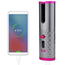 Kabelloser automatischer Lockenstab, Keramik-Turmalin, LCD-Anzeige, 6 Temperaturstufen 150-220°C, Timer 8-18s, Links-/Rechtsdrehung, Akku 2500mAh, USB-Aufladung