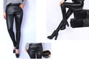 Paket 1+1 Warme gefütterte Leggings mit Taschen - Kunstleder-Optik für die kalte Jahreszeit