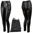 Paket 1+1 Warme gefütterte Leggings mit Taschen - Kunstleder-Optik für die kalte Jahreszeit