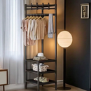 Multifunktionale Eckgarderobe mit 3 Schuhablagen und 4 Haken, Schwarz, 170 cm