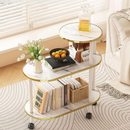Multifunktionaler Rollbarer Beistelltisch mit 3 Ablagen, Weiße Platten in Marmoroptik mit Goldenen Rändern, Weißes Metallgestell, Lenkrollen, Servierwagen