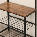 Flurgarderobe im Industrial-Stil mit Sitzbank, 7 Haken, 2 Schuhablagen, schwarzer Rahmen und rustikale Oberfläche