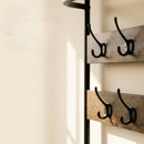 Flurgarderobe im Industrial-Stil mit Sitzbank, 7 Haken, 2 Schuhablagen, schwarzer Rahmen und rustikale Oberfläche
