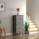 Kommode mit 4 Stoffschubladen, Metallrahmen und Platte in Holzoptik, Grau, 95 x 40 x 30 cm
