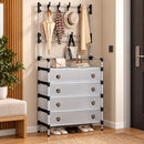Multifunktionale Flurgarderobe mit Schuhregal auf 4 Ebenen und mehreren Haken, Metallrahmen, 168x56x28 cm