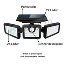 Paket LED-Solarleuchte für außen mit 3 Köpfen + LED-Stirnlampe mit Akku, Bewegungssensor