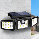 Paket LED-Solarleuchte für außen mit 3 Köpfen + LED-Stirnlampe mit Akku, Bewegungssensor