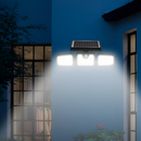 Paket LED-Solarleuchte für außen mit 3 Köpfen + LED-Stirnlampe mit Akku, Bewegungssensor