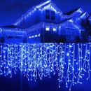 LED-Eisregen-Lichterkette für außen 12m Blau – 300 LEDs, 8 Lichtspiele
