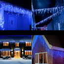LED-Eisregen-Lichterkette für außen 12m Blau – 300 LEDs, 8 Lichtspiele