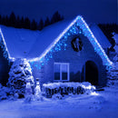 LED-Eisregen-Lichterkette für außen 12m Blau – 300 LEDs, 8 Lichtspiele