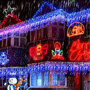 LED-Eisregen-Lichterkette für außen 12m Blau – 300 LEDs, 8 Lichtspiele